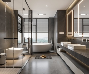 现代轻奢卫生间浴室3D模型