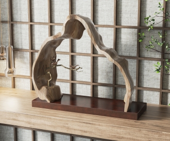 新中式木头雕塑摆件-ID:205713038