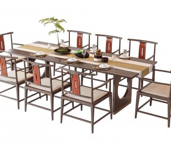 新中式长方形餐桌椅-ID:996541026