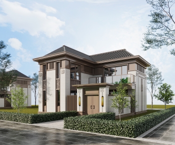 New Chinese Style Villa Appearance-ID:598653084