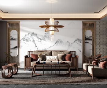 New Chinese Style A Living Room-ID:282505041