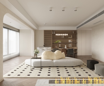Modern Wabi-sabi Style A Living Room-ID:904587036