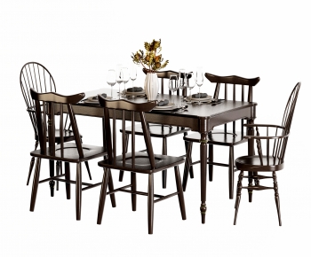 French Style Dining Table And Chairs-ID:428190954