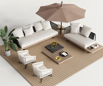 Solaria现代藤编户外沙发组合3D模型