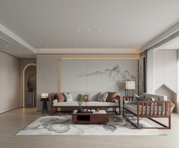 New Chinese Style A Living Room-ID:391083969
