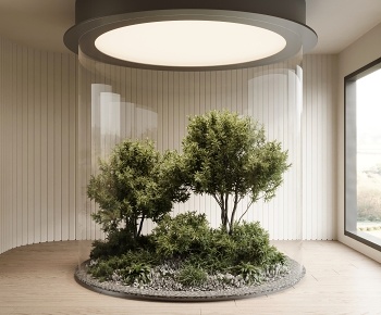现代室内植物堆景观3D模型