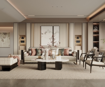 New Chinese Style A Living Room-ID:738219981