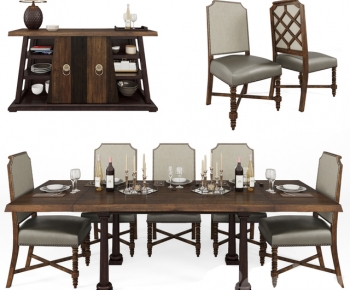 American Style Dining Table And Chairs-ID:199274065