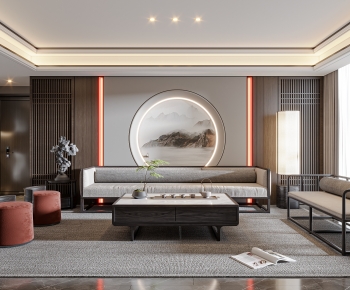New Chinese Style A Living Room-ID:487893107