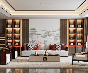 New Chinese Style A Living Room-ID:436148886