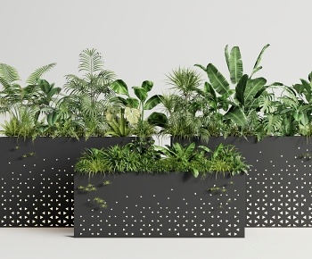 现代移动花箱灌木绿植3D模型