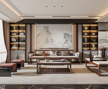 New Chinese Style A Living Room-ID:341228011