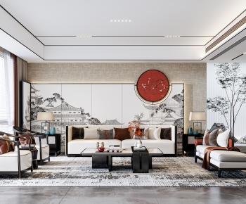 New Chinese Style A Living Room-ID:609291086