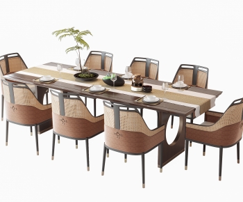新中式长方形餐桌椅-ID:434654953
