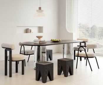 Wabi-sabi Style Dining Table And Chairs-ID:634639376