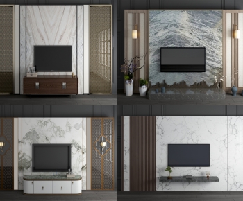 New Chinese Style TV Wall-ID:637964012