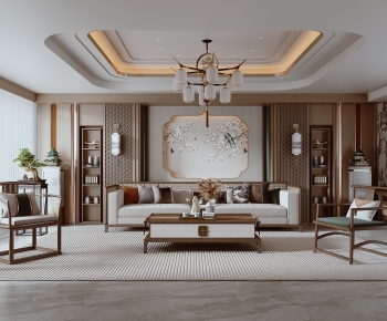 New Chinese Style A Living Room-ID:643805982