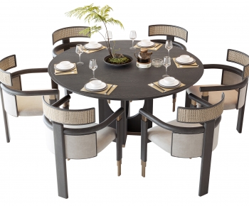 新中式圆形餐桌椅-ID:408589834