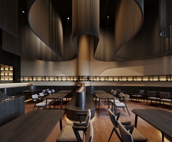现代高级灰西餐厅3D模型