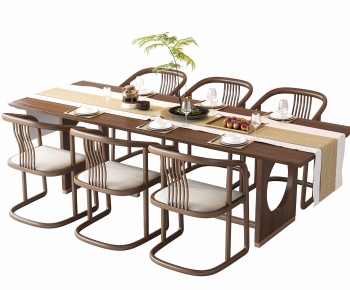 新中式长方形餐桌椅-ID:805490023