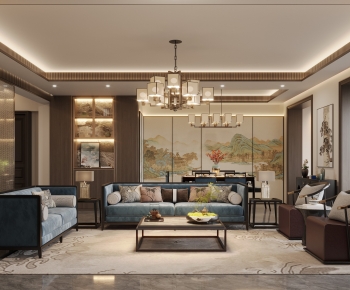 New Chinese Style A Living Room-ID:115536939