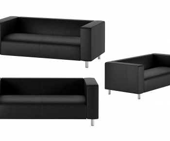 现代简约黑色皮革双人沙发-ID:240180524