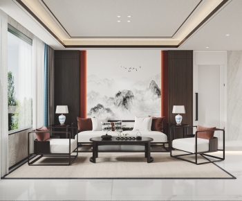 New Chinese Style A Living Room-ID:653486971
