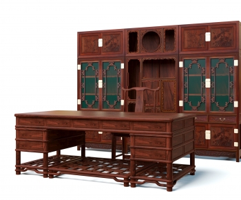 Chinese Style Computer Desk And Chair-ID:565614945