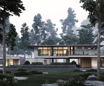 现代民宿建筑  园林景观3D模型