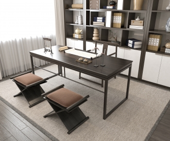 New Chinese Style Computer Desk And Chair-ID:636338954