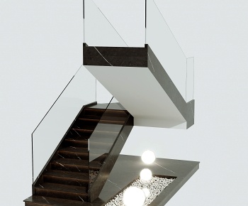 现代玻璃楼梯3D模型