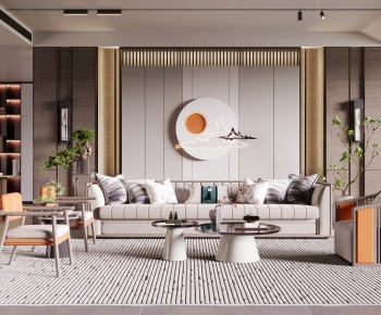 New Chinese Style A Living Room-ID:921216967