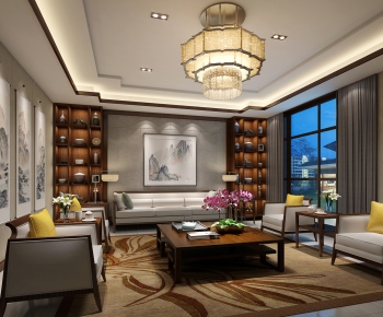 New Chinese Style A Living Room-ID:668744096