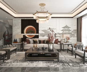 New Chinese Style A Living Room-ID:890815025