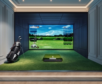 现代室内高尔夫娱乐室，虚拟球室-ID:661812079