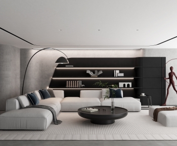 Modern Wabi-sabi Style A Living Room-ID:624790253