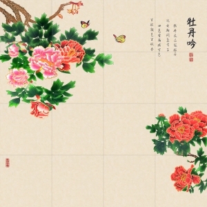 中式牡丹吟装饰画-ID:5621604