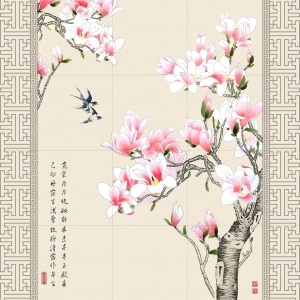 中式玉兰装饰画-ID:5621607