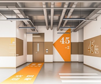 现代地下提车场电梯厅3D模型