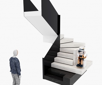 现代楼梯栏杆/电梯3D模型