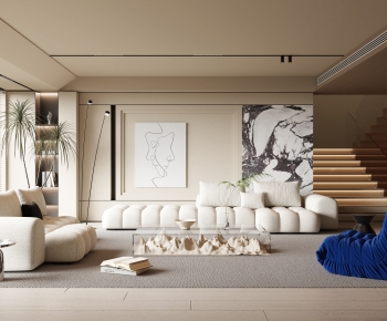 Modern Wabi-sabi Style A Living Room-ID:126850697