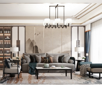 New Chinese Style A Living Room-ID:158828973
