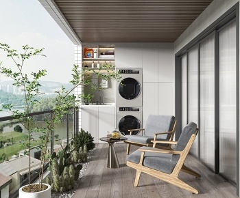 现代阳台洗衣房3D模型