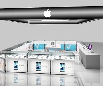 现代苹果手机数码店柜台3D模型