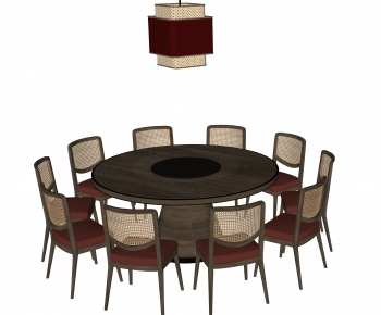 新中式圆形餐桌椅组合-ID:661570078
