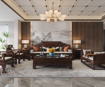 New Chinese Style A Living Room-ID:642050035