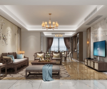 New Chinese Style A Living Room-ID:445645095