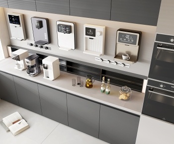 现代厨电咖啡机  直饮机 烤箱 橱柜3D模型