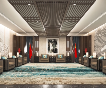 New Chinese Style Office Living Room-ID:213860034