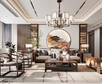New Chinese Style A Living Room-ID:992189886